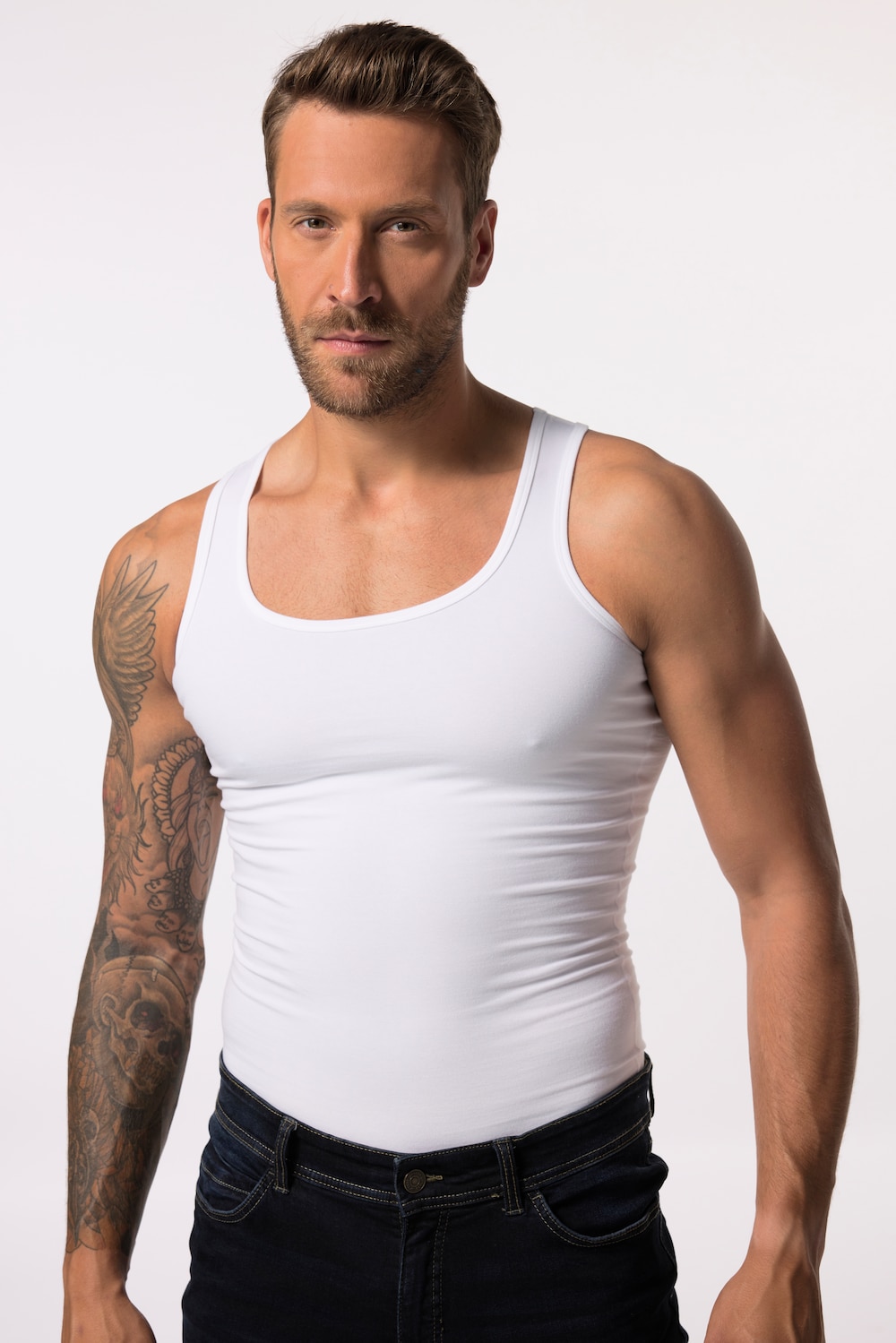 Große Größen X Finn Shapewear-Unterhemd, Herren, weiß, Größe: 4XL, Baumwolle/Synthetische Fasern/Elasthan, JP1880 von JP1880