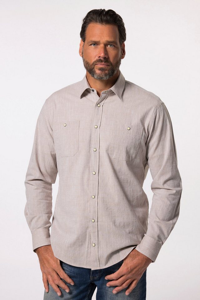 JP1880 Businesshemd Hemd Langarm Leinenoptik Kentkragen Modern Fit von JP1880