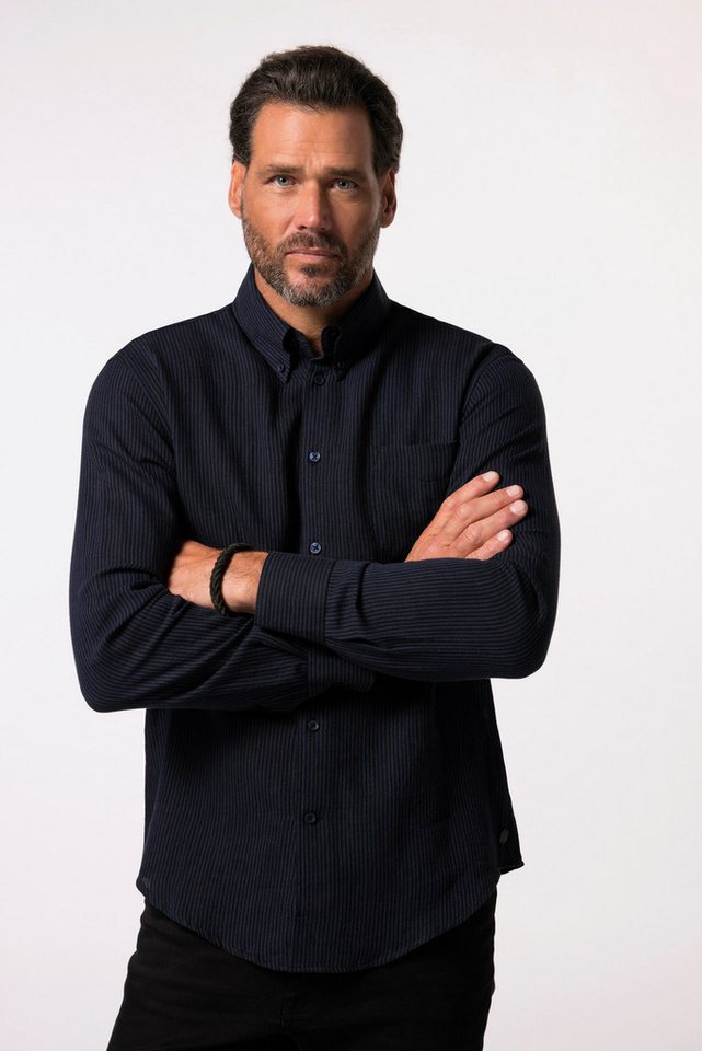 JP1880 Businesshemd Hemd Langarm Leinenmix Streifen Buttondown-Kragen von JP1880