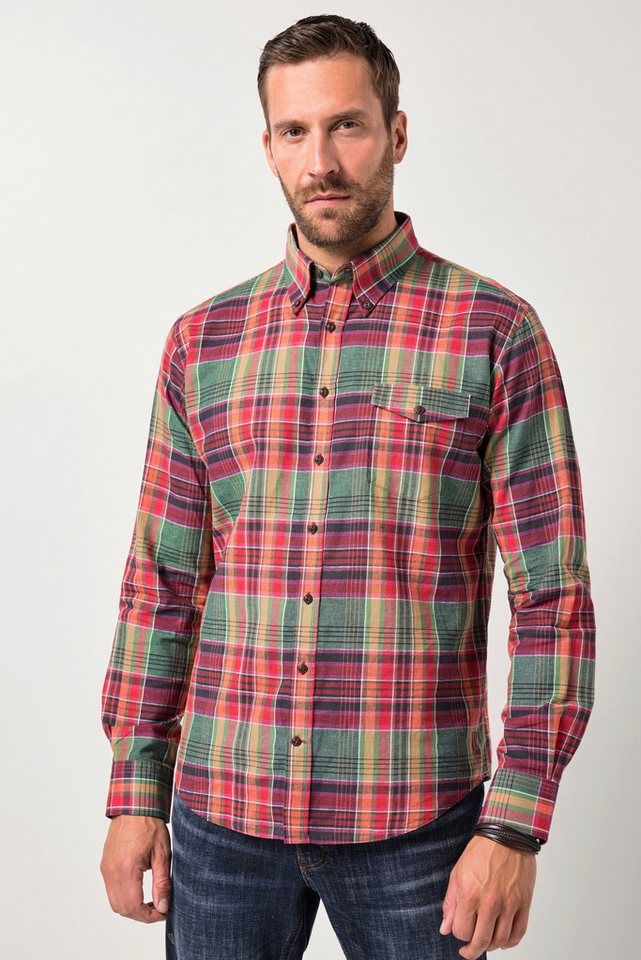 JP1880 Businesshemd JP1880 Karohemd Langarm Leinenmix Modern Fit von JP1880