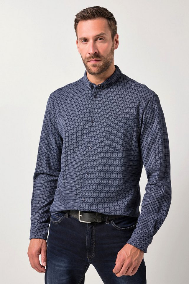 JP1880 Businesshemd JP1880 Piquéhemd Langarm Alloverdruck Modern Fit von JP1880