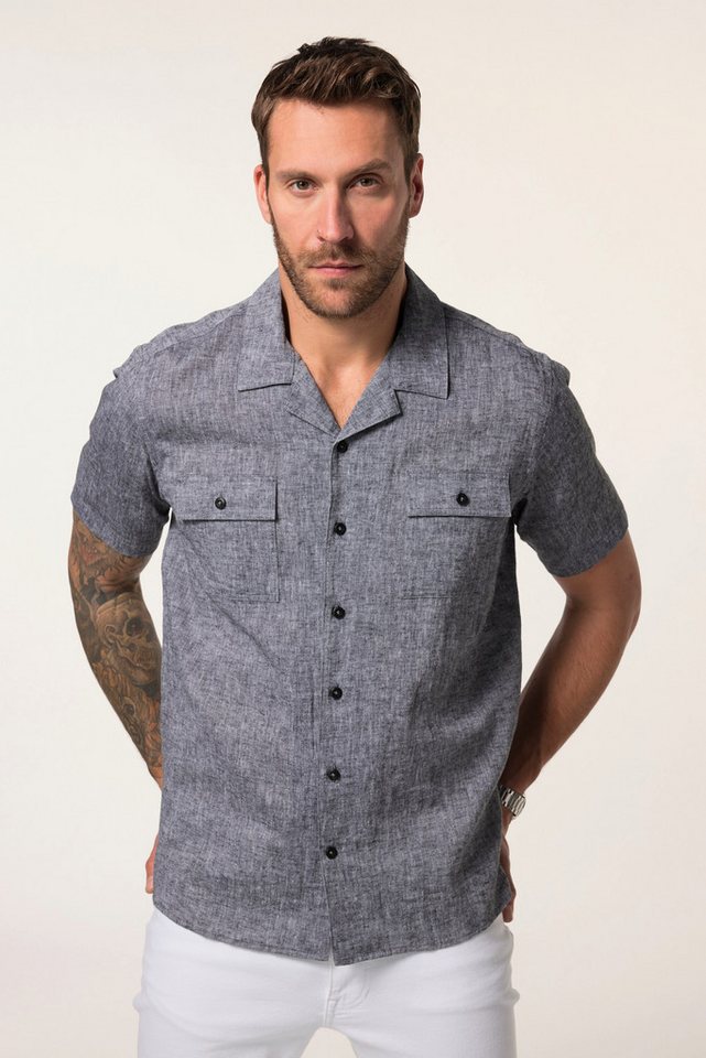 JP1880 Kurzarmhemd Hemd Halbarm Leinenmix Pattentaschen Cuba-Fit von JP1880