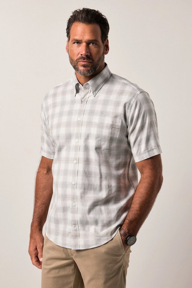 JP1880 Kurzarmhemd Leichtes Karohemd Halbarm Buttondown-Kragen von JP1880