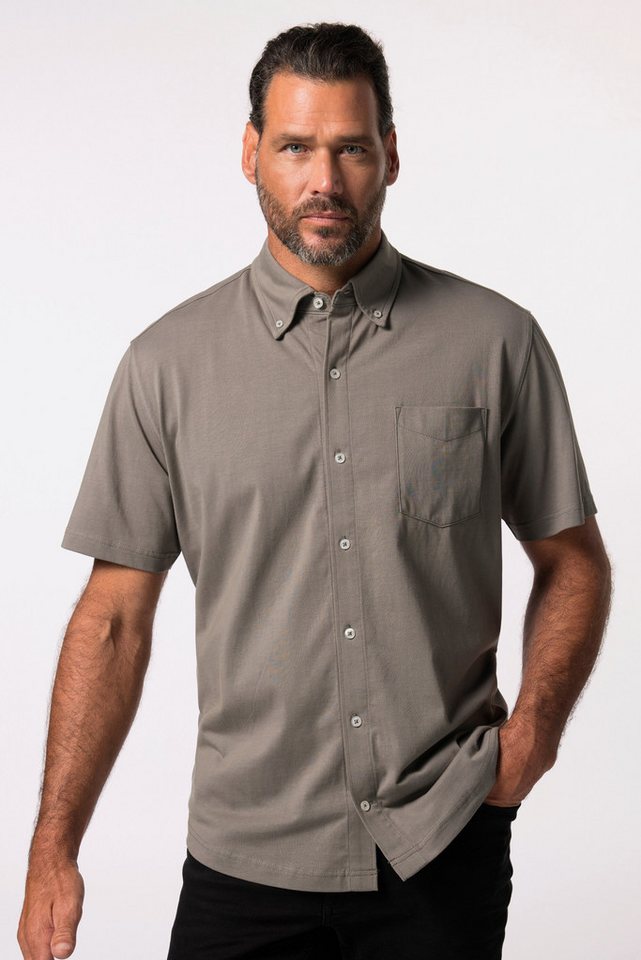 JP1880 Kurzarmhemd Jersey-Hemd Halbarm Buttondown-Kragen Modern Fit von JP1880