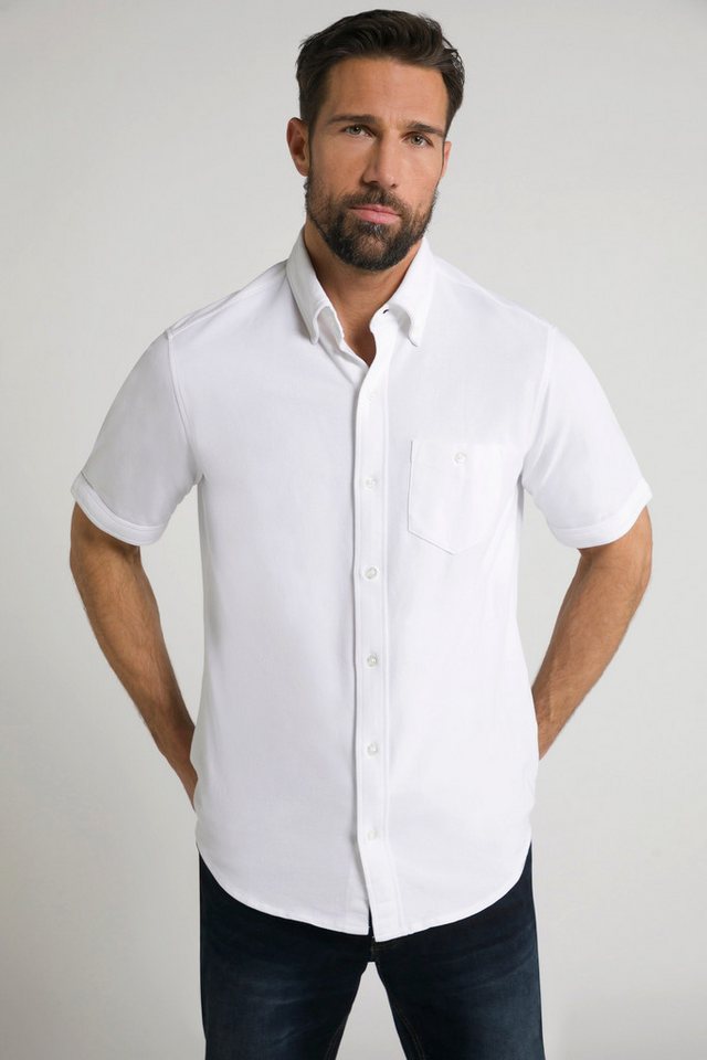 JP1880 Kurzarmhemd Piqué-Hemd FLEXNAMIC® Halbarm Buttondown-Kragen von JP1880