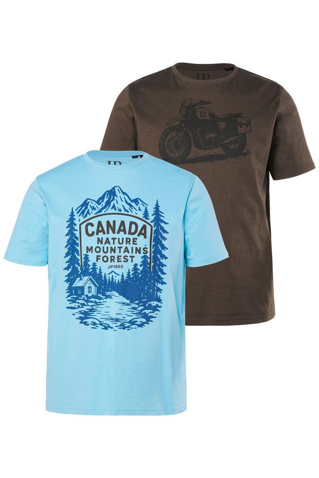 JP1880 T-Shirt JP1880 T-Shirts 2er-Pack Halbarm Brust-Print von JP1880