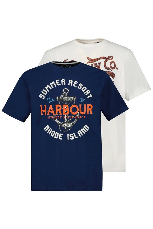 JP1880 T-Shirt T-Shirt 2er-Pack Rundhals Halbarm Anker Print (2-tlg) von JP1880