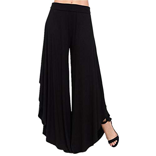 JPDD Damen Hippie Lange Hosen mit Schlitz Lockere Weites Bein Yogahose Sommerhose Damen Hosen Sweatshose Sweatpants Elastischer Bund Jogginghose Pumphose Haremshose Pluderhose Hose Hippiehose von JPDD