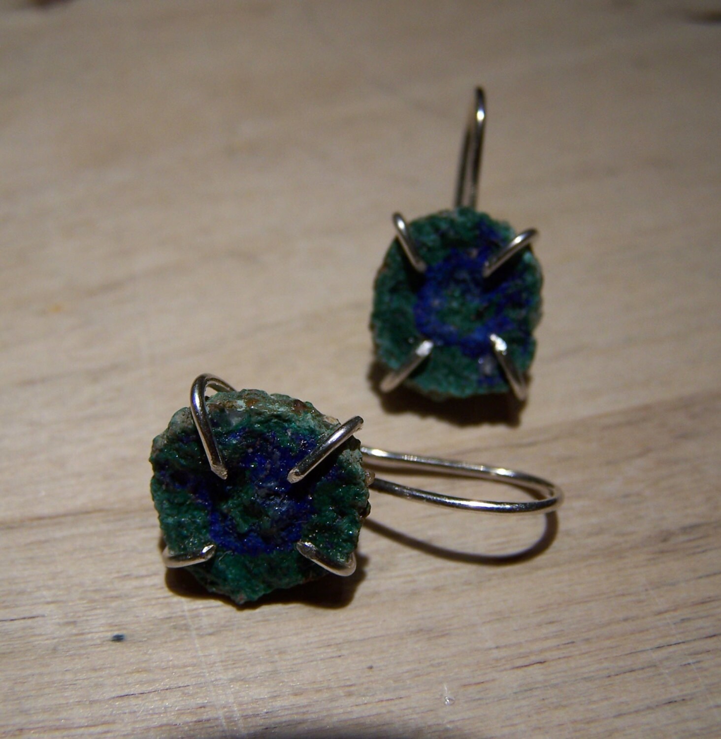 Azurit Geode, Sterling Silber Ohrringe Azurit Geode, Sterling Silber Ohrringe von JPGemJewels