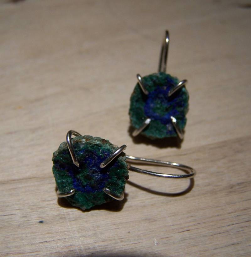 Azurit Geode, Sterling Silber Ohrringe Azurit Geode, Sterling Silber Ohrringe von JPGemJewels