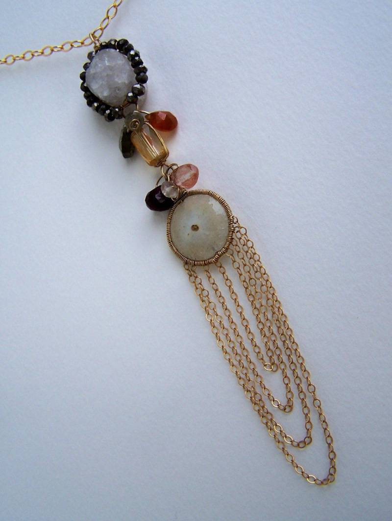 Facettierte Solar Quarz Münze, Goldfilled Kettenanhänger, Oregon Sonnenstein, Rubin Brio, Pyrit, Halskette Facettierte Solar Quarz Münze, Goldfilled Kettenanhänger, Oregon Sonnenstein, Rubin Brio, Pyrit, Halskette von JPGemJewels