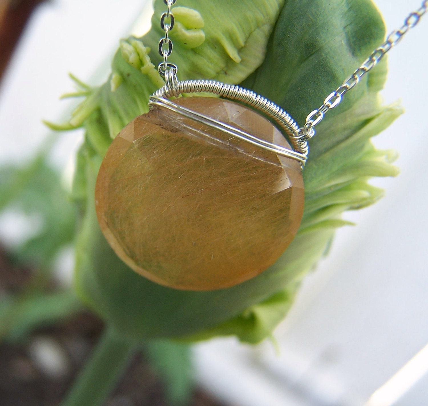 Goldener Rutilquarz, Spiralkette Aus Sterlingsilber Goldener Rutilquarz, Spiralkette Aus Sterlingsilber von JPGemJewels