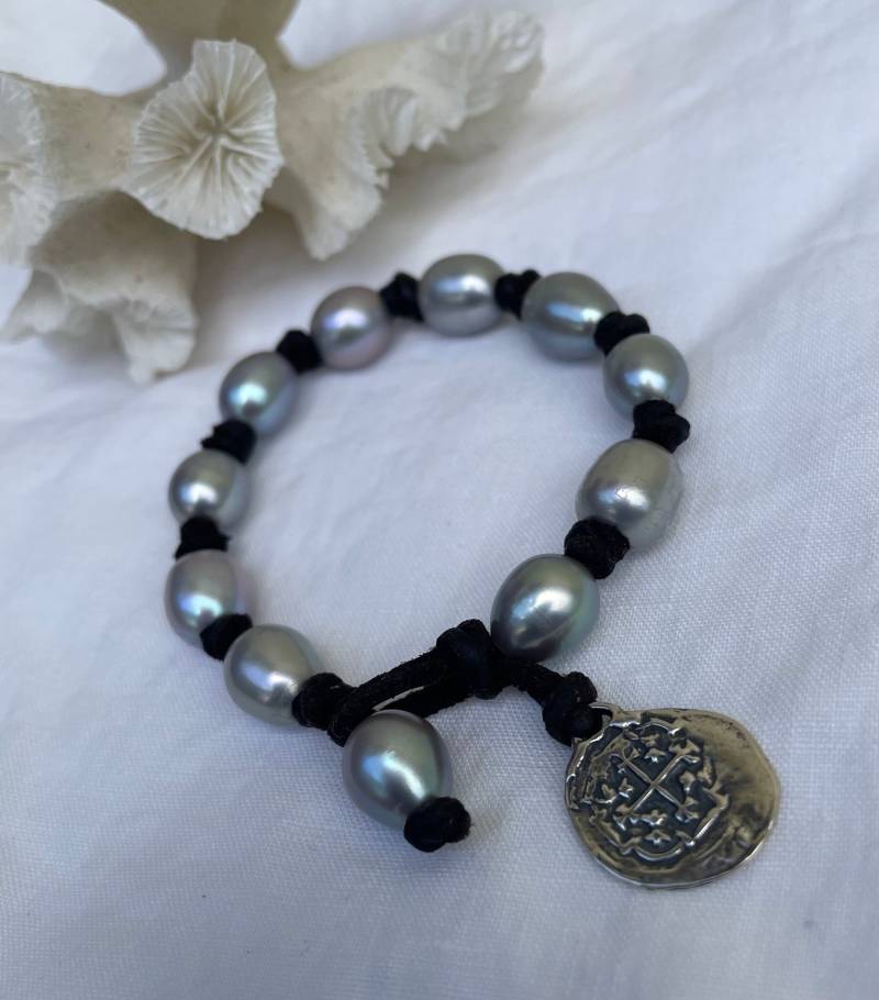 Große Süßwasserperle , Handgeknüpftes Armband Aus Braunem Leder von JPGemJewels