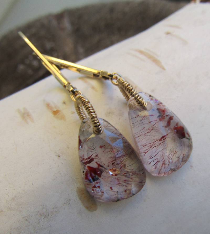 Lepidocrosite Quarz Ohrringe Rose-Cut, 14K Gold Fill Wire Wrap Lepidocrosite Quarz Ohrringe Rose-Cut, 14K Gold Fill Wire Wrap von JPGemJewels