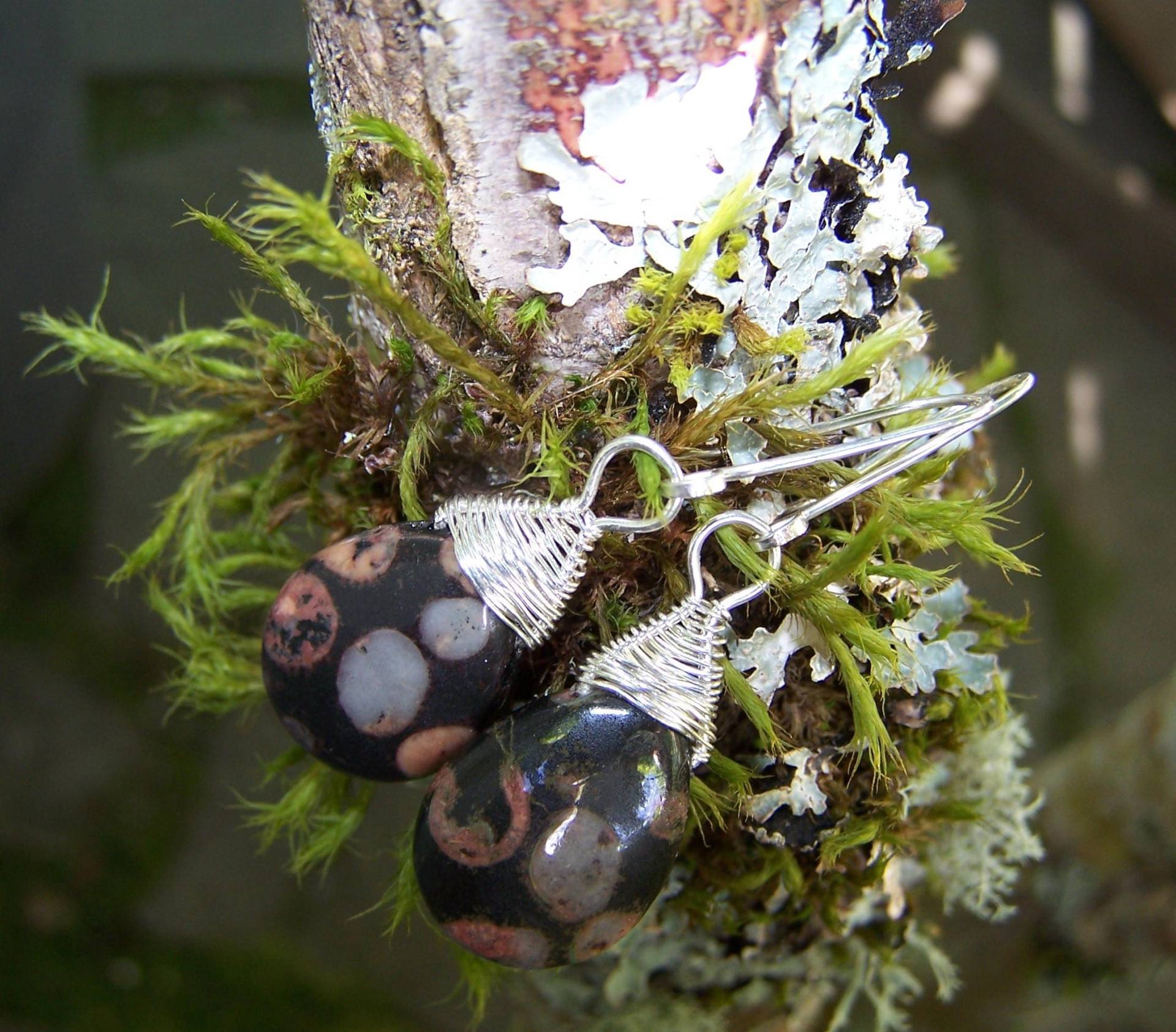 Pflaumenblüten Jaspis, Sterling Silber Ohrhaken Pflaumenblüten Jaspis, Sterling Silber Ohrhaken von JPGemJewels