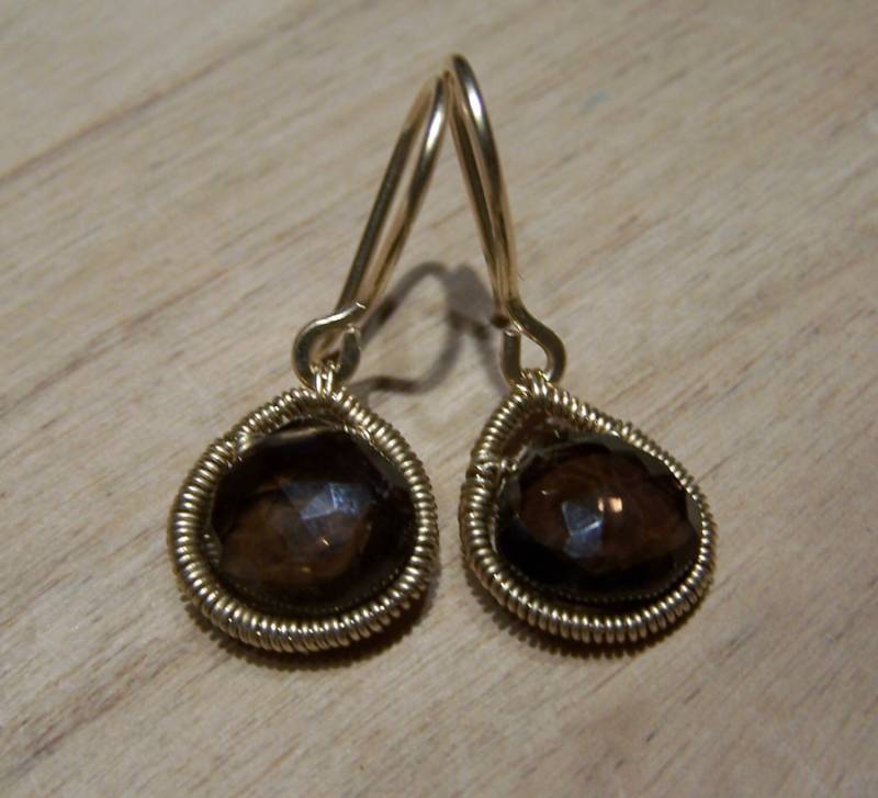 Rauchquarz, 14K Vergoldete Spirale, Ohrhaken Rauchquarz, 14K Vergoldete Spirale, Ohrhaken von JPGemJewels
