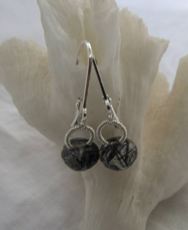 Rutilquarz Turmalinquarz, Sterling Silber Ohrhaken, Ohrringe Rutilquarz Turmalinquarz, Sterling Silber Ohrhaken, Ohrringe von JPGemJewels
