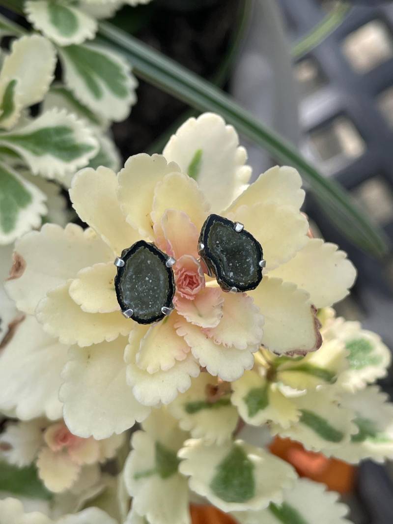 Seltene Grüne Tabasco Geode Druzy, Sterling Silber Stecker, Ohrhaken Seltene Grüne Tabasco Geode Druzy, Sterling Silber Stecker, Ohrhaken von JPGemJewels
