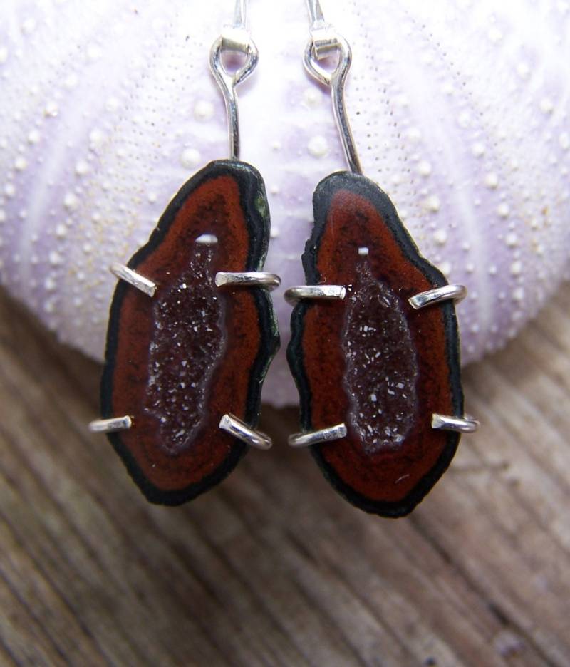 Tabasco Geode , Sterling Silber Krappenfassung, Ohrringe von JPGemJewels