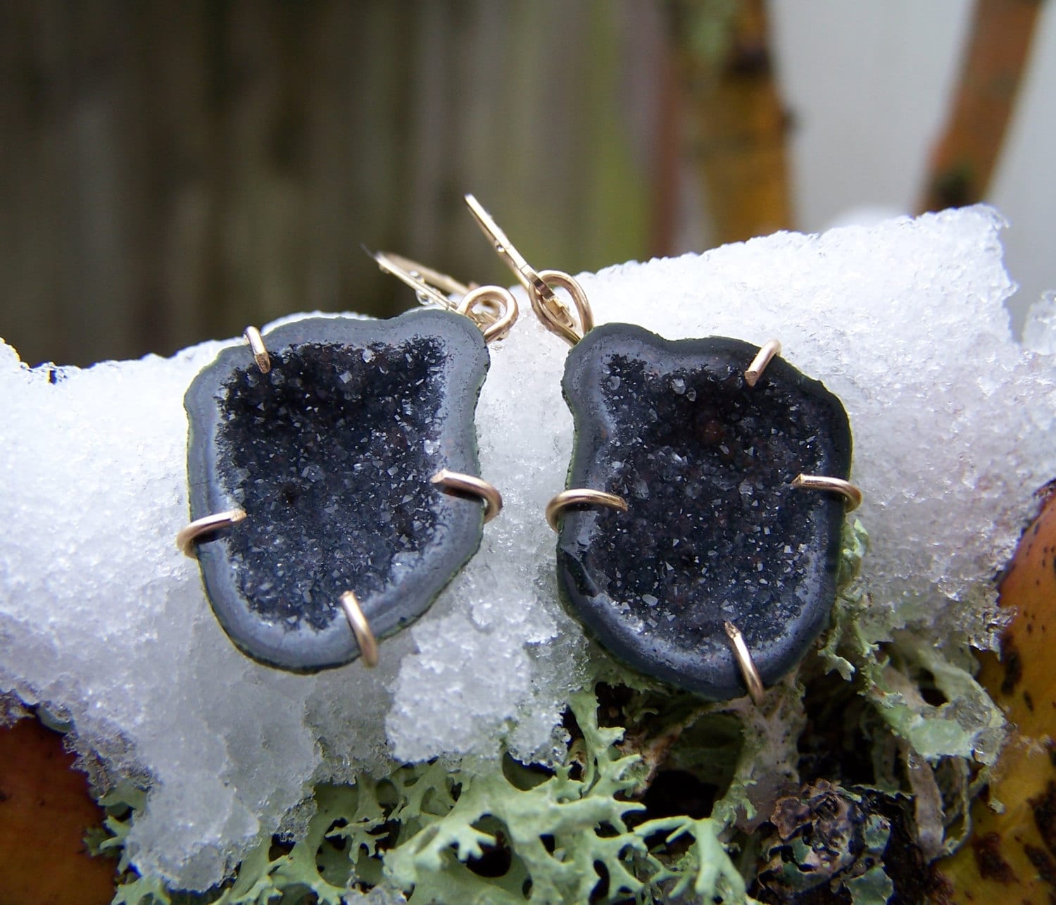 Tabasco Geode Druzy, 14K Gold Fill Krappenfassung, Brisuren, Ohrringe Tabasco Geode Druzy, 14K Gold Fill Krappenfassung, Brisuren, Ohrringe von JPGemJewels