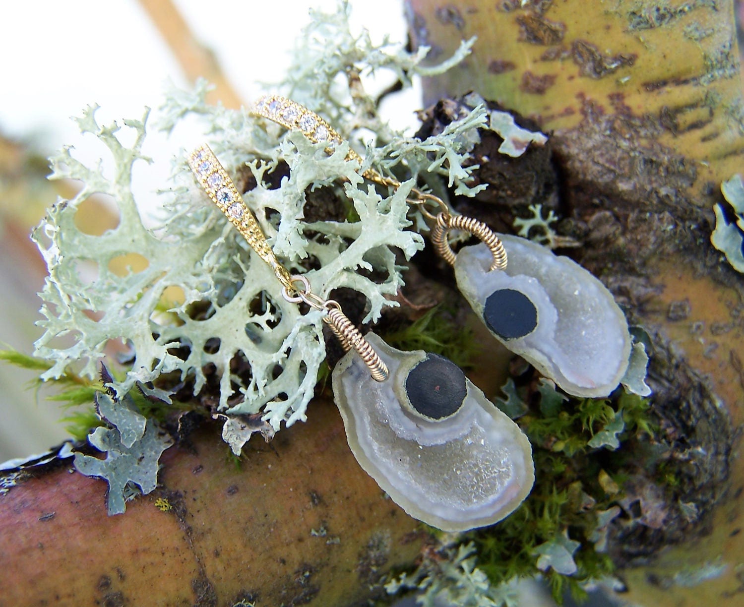 Tabasco Geode Druzy, Sterling Silber Cognac Anhängerschlaufe, Hook Style Ohrhaken, Ohrringe Tabasco Geode Druzy, Sterling Silber Cognac Anhängerschlaufe, Hook Style Ohrhaken, Ohrringe von JPGemJewels