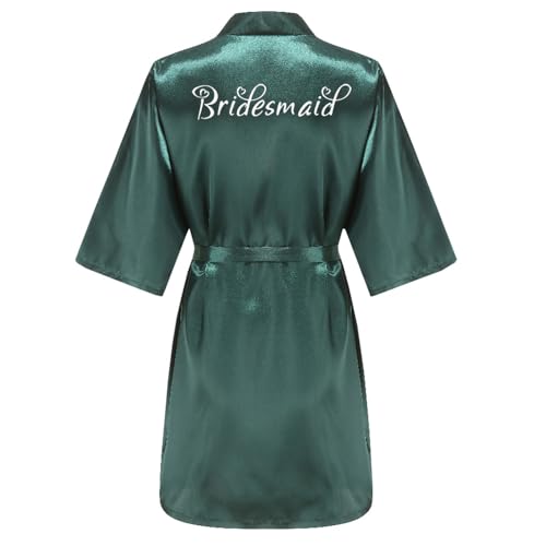 JPHCHSC Bride Morgenmantel Damen Kimono Satin Bademantel Hochzeit Bademäntel Pyjama Kurz Maid of Honor Mother/Sister of Bride/Groom Robe von JPHCHSC