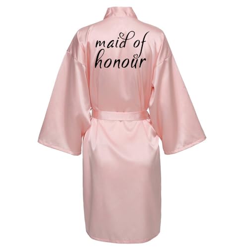 JPHCHSC Bride Morgenmantel Damen Kimono Satin Bademantel Hochzeit Bademäntel Pyjama Kurz Maid of Honor Mother/Sister of Bride/Groom Robe von JPHCHSC
