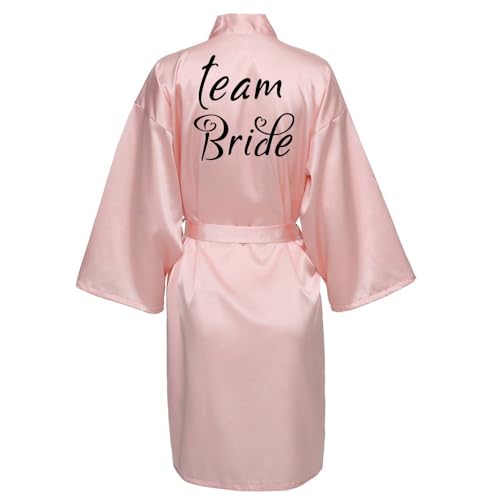 JPHCHSC Bride Morgenmantel Damen Kimono Satin Bademantel Hochzeit Bademäntel Pyjama Kurz Maid of Honor Mother/Sister of Bride/Groom Robe von JPHCHSC