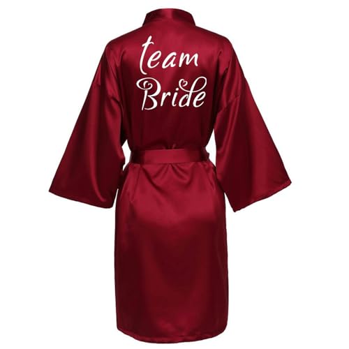 JPHCHSC Bride Morgenmantel Damen Kimono Satin Bademantel Hochzeit Bademäntel Pyjama Kurz Maid of Honor Mother/Sister of Bride/Groom Robe von JPHCHSC