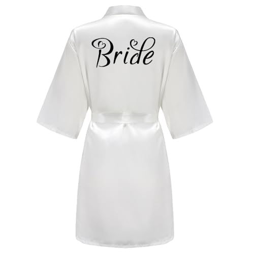 JPHCHSC Bride Morgenmantel Damen Kimono Satin Bademantel Hochzeit Bademäntel Pyjama Kurz Maid of Honor Mother/Sister of Bride/Groom Robe JPHCHSC Bride Morgenmantel Damen Kimono Satin Bademantel Hochzeit Bademäntel Pyjama Kurz Maid of Honor Mother/Sister of Bride/Groom Robe von JPHCHSC