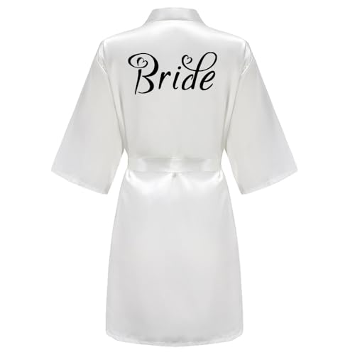 JPHCHSC Bride Morgenmantel Damen Kimono Satin Bademantel Hochzeit Bademäntel Pyjama Kurz Maid of Honor Mother/Sister of Bride/Groom Robe von JPHCHSC