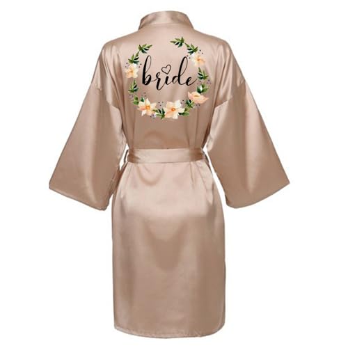 JPHCHSC Damen Brautjungfern Roben Kimono Badmantel Braut Morgenmantel Kimono Kurz Bademantel Satin Robe für Hochzeit Party Pool Party und Pajama Party von JPHCHSC