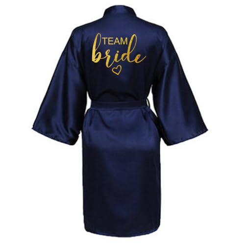 JPHCHSC Damen Brautjungfern Roben Kimono Badmantel Braut Morgenmantel Kimono Kurz Bademantel Satin Robe für Hochzeit Party Pool Party und Pajama Party von JPHCHSC