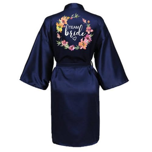 JPHCHSC Damen Brautjungfern Roben Kimono Badmantel Braut Morgenmantel Kimono Kurz Bademantel Satin Robe für Hochzeit Party Pool Party und Pajama Party von JPHCHSC