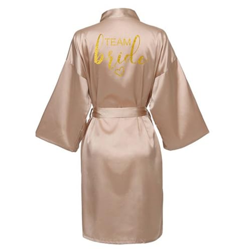JPHCHSC Damen Brautjungfern Roben Kimono Badmantel Braut Morgenmantel Kimono Kurz Bademantel Satin Robe für Hochzeit Party Pool Party und Pajama Party von JPHCHSC