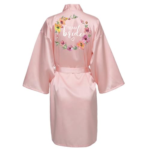 JPHCHSC Damen Brautjungfern Roben Kimono Badmantel Braut Morgenmantel Kimono Kurz Bademantel Satin Robe für Hochzeit Party Pool Party und Pajama Party von JPHCHSC