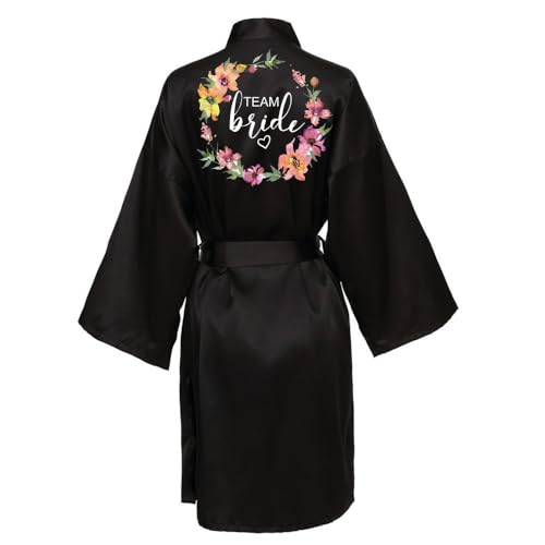 JPHCHSC Damen Brautjungfern Roben Kimono Badmantel Braut Morgenmantel Kimono Kurz Bademantel Satin Robe für Hochzeit Party Pool Party und Pajama Party von JPHCHSC