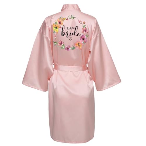 JPHCHSC Damen Brautjungfern Roben Kimono Badmantel Braut Morgenmantel Kimono Kurz Bademantel Satin Robe für Hochzeit Party Pool Party und Pajama Party von JPHCHSC