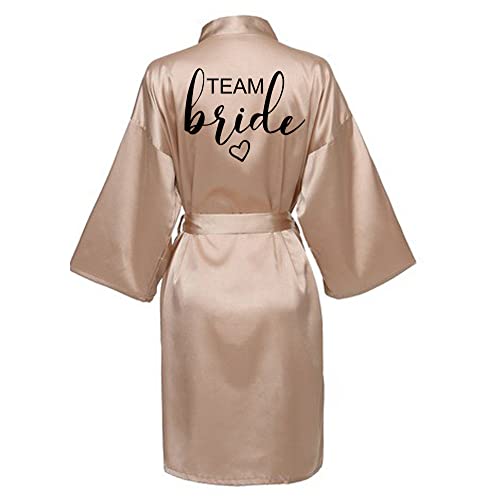 JPHCHSC Damen Brautjungfern Roben Kimono Badmantel Braut Morgenmantel Kimono Kurz Bademantel Satin Robe für Hochzeit Party Pool Party und Pajama Party von JPHCHSC