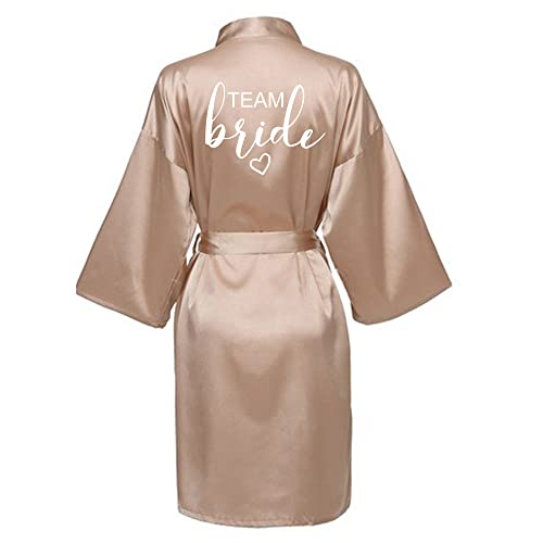 JPHCHSC Damen Brautjungfern Roben Kimono Badmantel Braut Morgenmantel Kimono Kurz Bademantel Satin Robe für Hochzeit Party Pool Party und Pajama Party von JPHCHSC