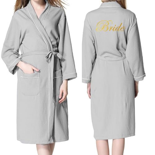JPHCHSC Hochzeit Party Team Braut Robe Buchstaben Kimono Satin Pyjamas Brautjungfer Bademantel 008 von JPHCHSC
