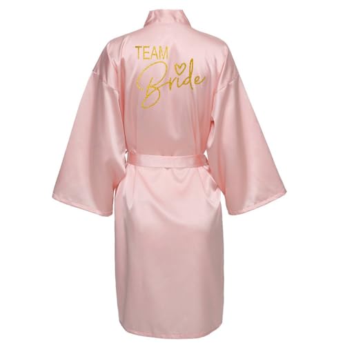 JPHCHSC Hochzeit Party Team Braut Robe Buchstaben Kimono Satin Pyjamas Brautjungfer Bademantel von JPHCHSC