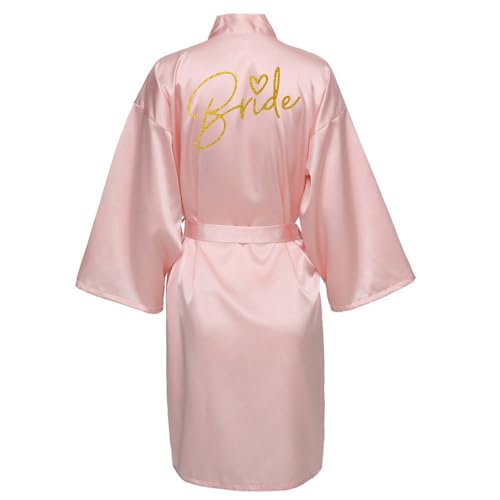 JPHCHSC Hochzeit Party Team Braut Robe Buchstaben Kimono Satin Pyjamas Brautjungfer Bademantel von JPHCHSC