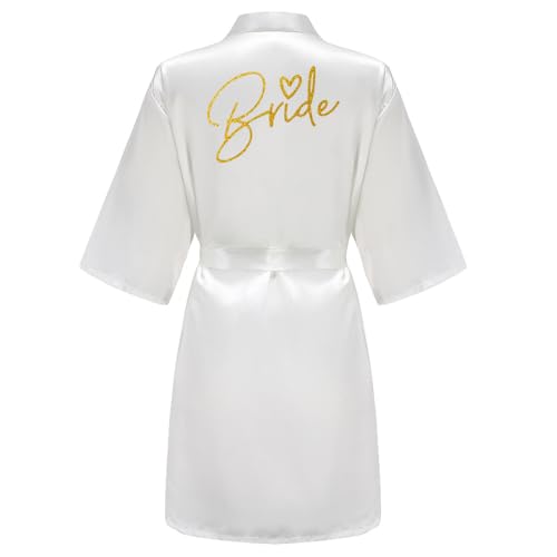 JPHCHSC Hochzeit Party Team Braut Robe Buchstaben Kimono Satin Pyjamas Brautjungfer Bademantel von JPHCHSC