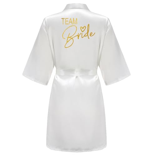 JPHCHSC Hochzeit Party Team Braut Robe Buchstaben Kimono Satin Pyjamas Brautjungfer Bademantel von JPHCHSC