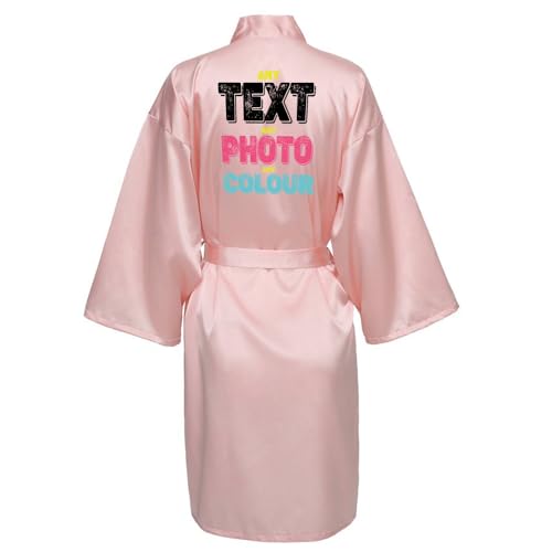 JPHCHSC Personalisierter Damen Kurz Satin Roben Braut Robe Morgenmantel Personalised Kimono Pajama für Party, Hochzeit, Jubiläum, Liebhaber NT02A von JPHCHSC