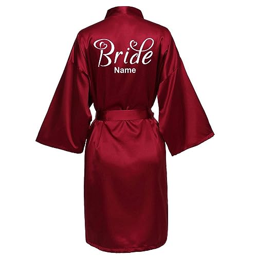 JPHCHSC Personalisierter Hochzeit Damen Braut Bademantel Morgenmantel, Weich und V-Ausschnitt Kimono Roben Kurz Roben 106 von JPHCHSC