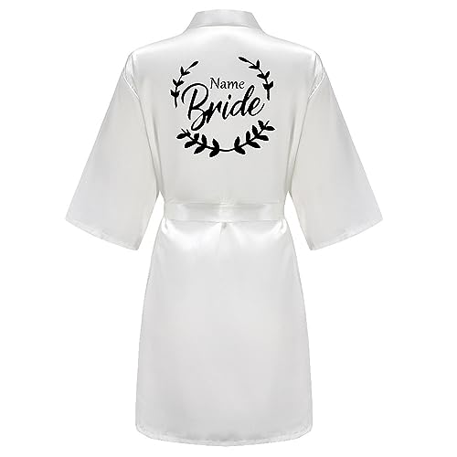 JPHCHSC Personalisierter Hochzeit Satin Kimono Badmantel für Braut&Brautjungfern Damen Robe mit Gürtel V Ausschnitt Morgenmantel für Hochzeit Pajama Party 62 von JPHCHSC