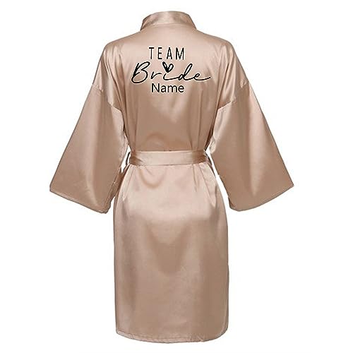 JPHCHSC Personalisierter Hochzeit Satin Kimono Badmantel für Braut&Brautjungfern Damen Robe mit Gürtel V Ausschnitt Morgenmantel für Hochzeit Pajama Party 71 von JPHCHSC
