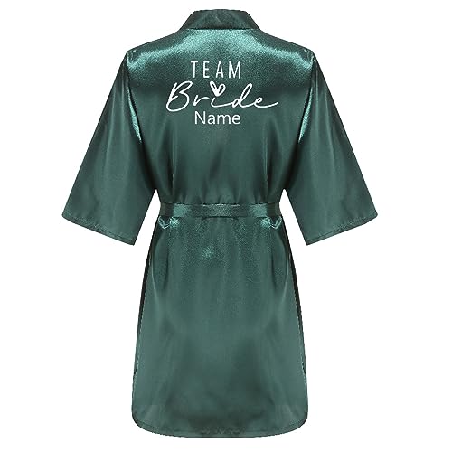 JPHCHSC Personalisierter Hochzeit Satin Kimono Badmantel für Braut&Brautjungfern Damen Robe mit Gürtel V Ausschnitt Morgenmantel für Hochzeit Pajama Party 71 von JPHCHSC